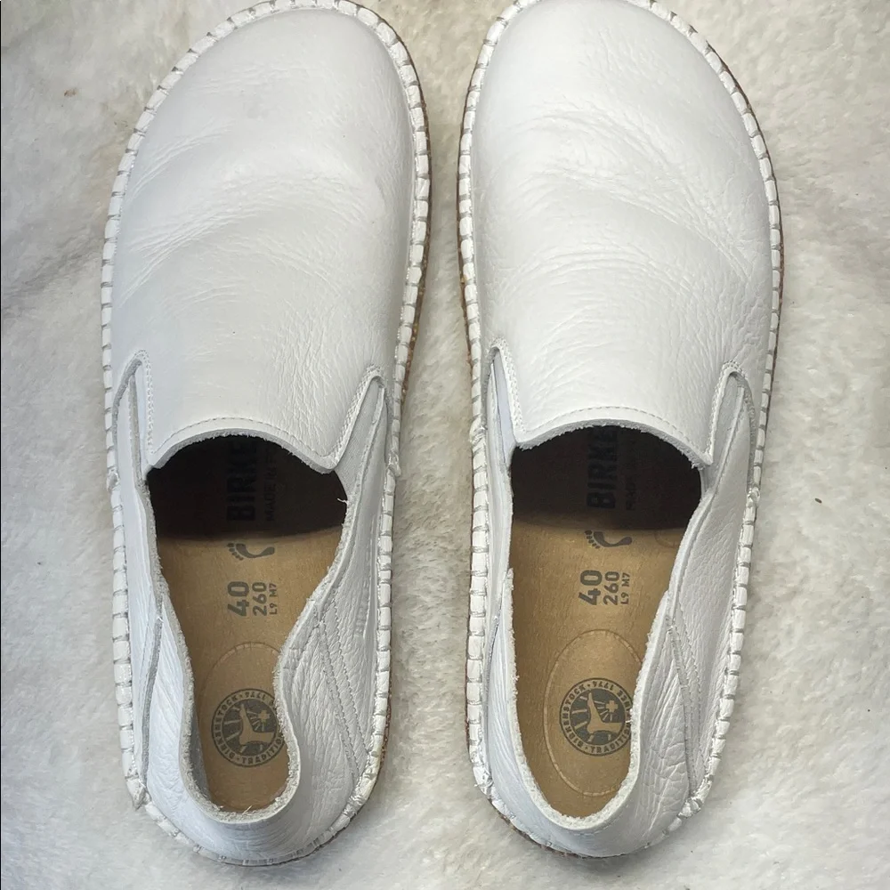 Birkenstock White Slip-On Espadrille-Style Shoes